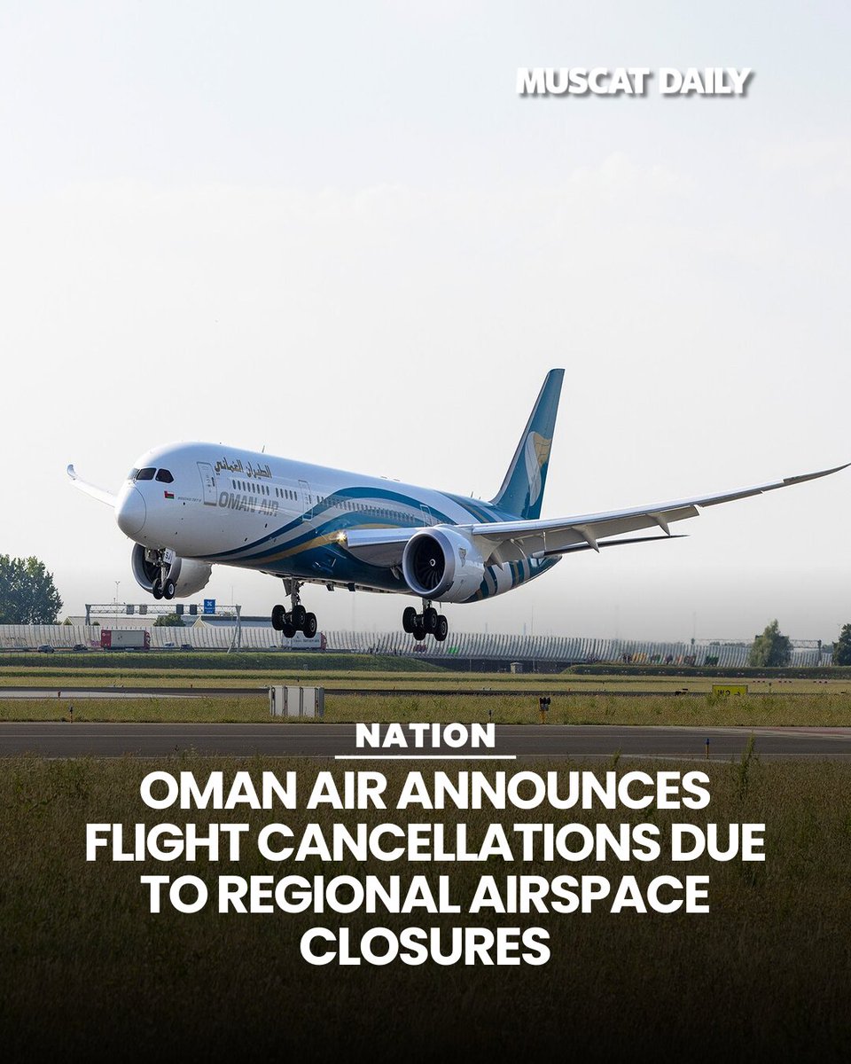 muscat_daily's tweet image. Oman Air has cancelled flights to eight major cities on March 3 due to regional airspace closures. The airline prioritises safety and advises passengers to manage bookings online. #OmanAir #TravelAlert