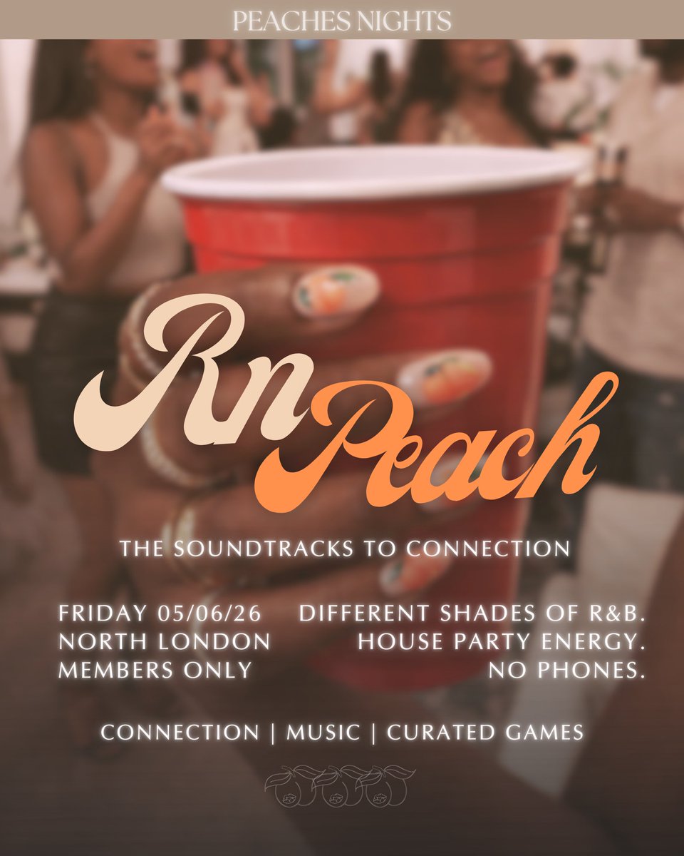 It’s a good year to be a member.

March: The First Bite (Social Club. Non-members welcome) 

April: Channel Peach (Peaches Nights. Members Only) 

Jun: RnPeach (Peaches Nights. Members Only) 

Want to join the club? Apply here: peachesnights.com