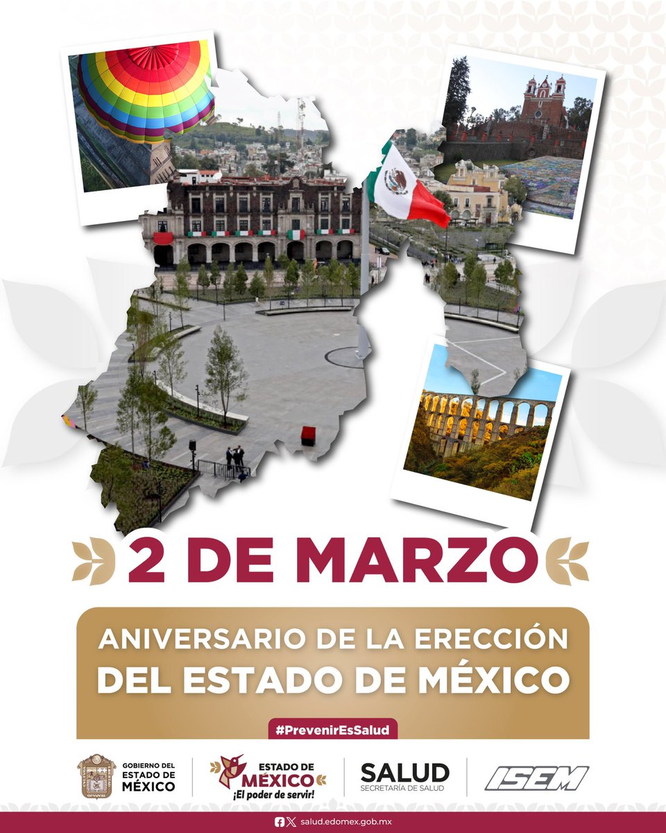 #02DeMarzo | Un día como hoy de 1824 se reconoció como fecha oficial la Erección del Estado de México.
Una entidad llena de orgullo y de riqueza cultural.
¡Feliz día a las y lo mexiquenses!