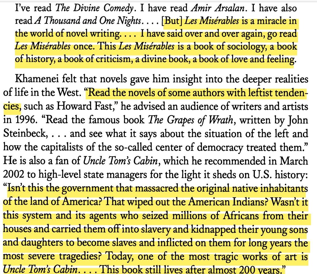 Khamenei had exceptionally great taste in literature