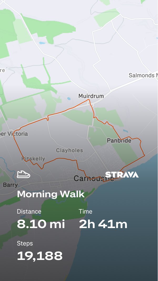A lovely breezy sunny morning, ideal for a walk so got the boots on and went on what turned out to be an 8 mile route around Carnoustie taking in Westhaven,Craigmill Den, Panbride and the and reopened path to Muirdrum.