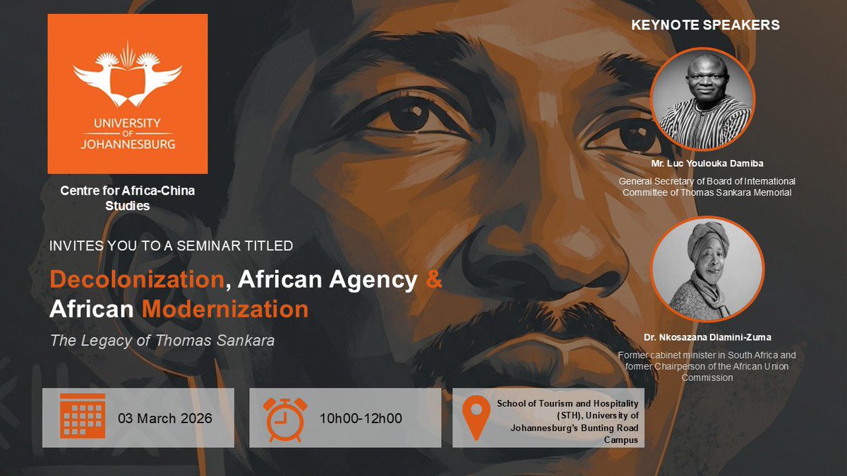 UjCacs's tweet photo. 📢 SEMINAR UPDATE

Our upcoming seminar will now be a hybrid event. 

🗓 3 March 2026
⏰ 10:00–12:00
📍 School of Tourism and Hospitality (STH), University of Johannesburg – Bunting Road Campus

💻  Zoom:
🔗 https://t.co/DgQPnfAWTp
Meeting ID: 891 8319 4124
Passcode: 569306 https://t.co/3Qyz6xKGWO