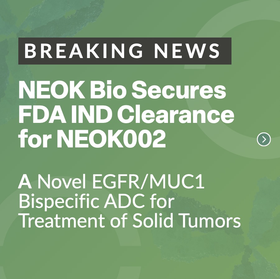 NEOKBio's tweet photo. NEOK Bio is proud to announce the @US_FDA has granted Investigational New Drug (IND) clearance for NEOK002, our Novel Bispecific ADC Targeting EGFR and MUC1 in solid tumors. 

Learn more: https://t.co/CUQsR02V3P

#IND #ADC #Oncology https://t.co/QD9A1PLMy5