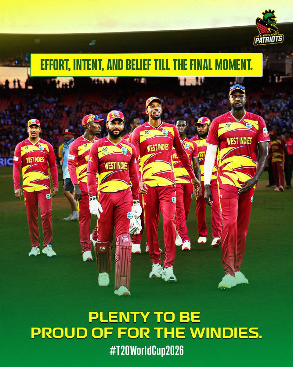 sknpatriots's tweet photo. Pride in the way it was fought. With you through it all!👊🏽

#SKNP | #SKNPatriots | #Patriots #Windies | #MenInMaroon https://t.co/QqbQYTGfzj