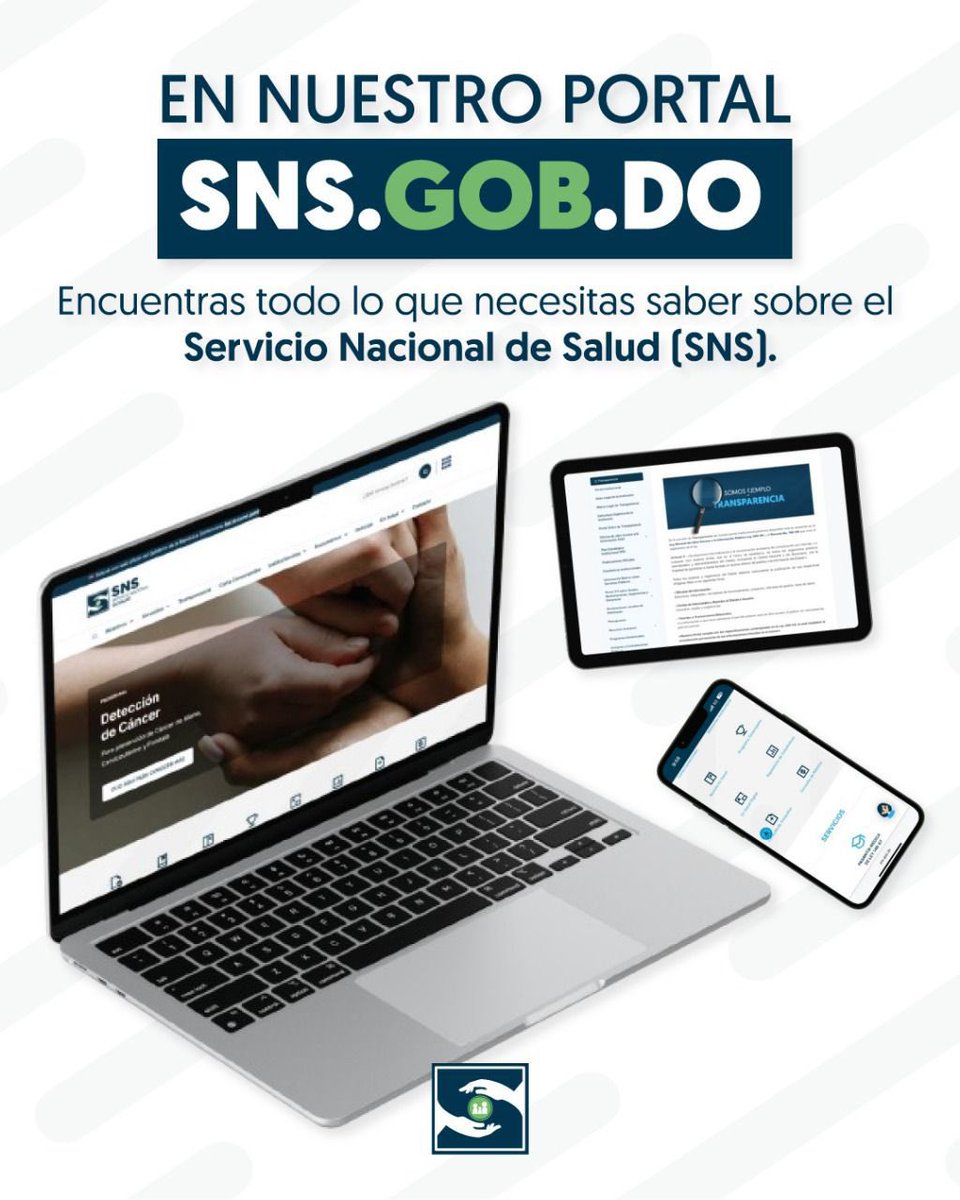 🌐 Accede a sns.gob.do, el portal oficial del Servicio Nacional de Salud.
Un espacio creado para ti, donde encontrarás:

✅Información sobre los servicios de la Red Pública
✅Datos de transparencia y rendición de cuentas