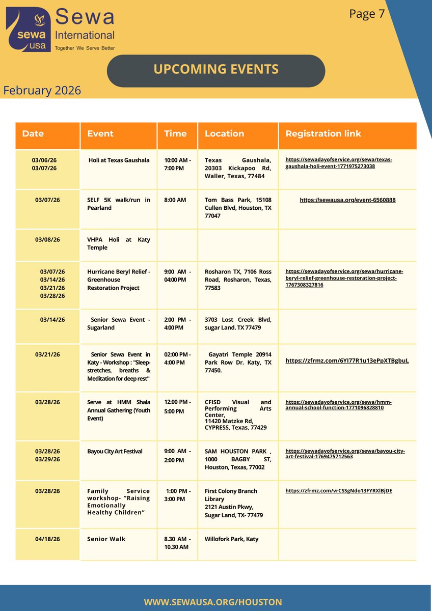 We’re excited to share the February Newsletter from Sewa International USA – Houston! Read the full newsletter here: drive.google.com/file/d/1Drv5wk… #TogetherWeServeBetter