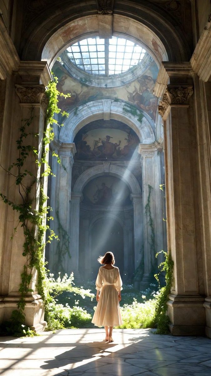 Cassiasstorm's tweet photo. Ivy Crowns the Atrium Sky
#CassiasStorm #AtriumAwakening #ClassicalRuins #DappledSpringLight #SoftBacklight #IvyAndMarble #CinematicPortrait #FirstDaysOfSpring https://t.co/BaST9dJDsj
