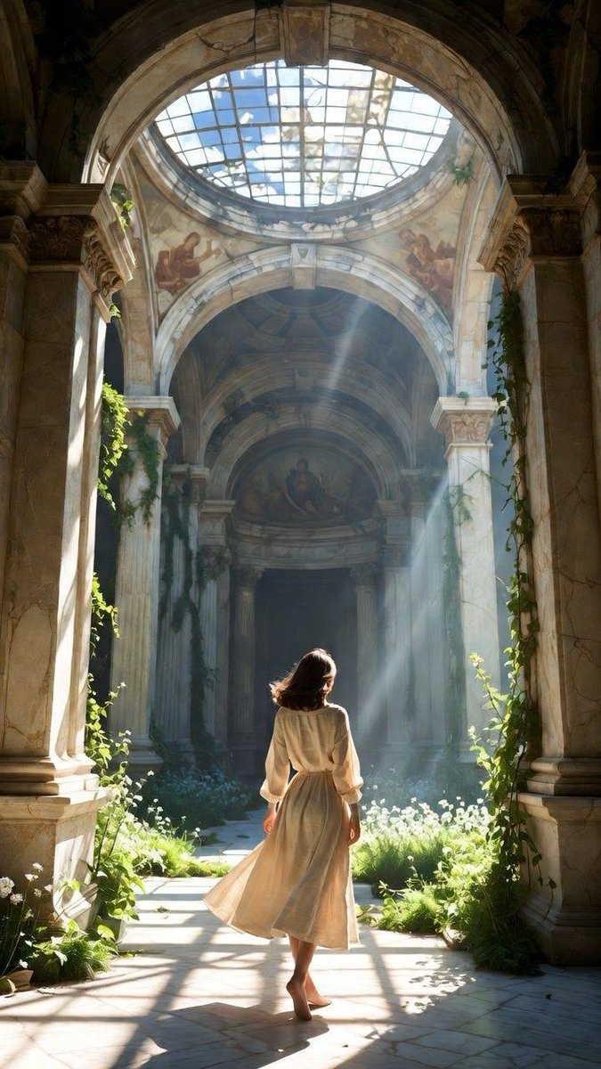 Cassiasstorm's tweet photo. Ivy Crowns the Atrium Sky
#CassiasStorm #AtriumAwakening #ClassicalRuins #DappledSpringLight #SoftBacklight #IvyAndMarble #CinematicPortrait #FirstDaysOfSpring https://t.co/BaST9dJDsj