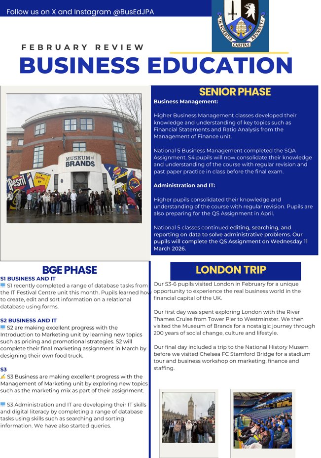 MrMcAloonBusEd's tweet photo. 🆕February review from the Business Education Department @johnpaulacademy @BusEdJPA.

We visited London for a unique opportunity to experience the real business world in the financial capital of the UK. Senior pupils are also busy preparing for final assignments and exams ⏳ https://t.co/EDirFFgmsm