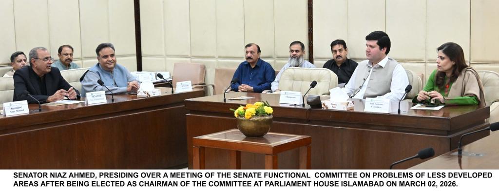 SenatePakistan's tweet photo. 🇵🇰 Senate Functional Committee on #Problems of #LessDeveloped Areas elect Senator Niaz Ahmed as its Chairman.
@GovtofPakistan
@PTVNewsOfficial https://t.co/piWbA2mysm