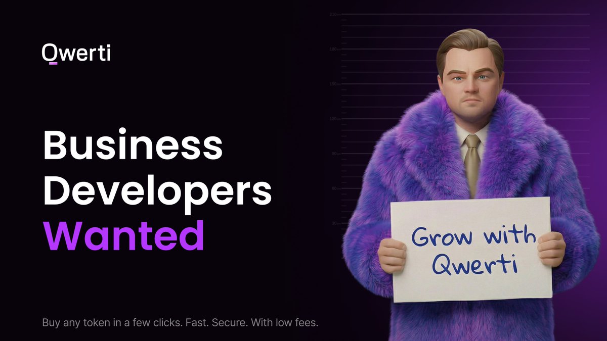 We’re expanding 🔥

Qwerti is building an embeddable DeFAI aggregation layer designed to simplify Web3 onboarding and onchain execution — and we’re looking for business developers who can open doors and close real integrations.

🤝 What you’ll be doing:
- Sourcing and closing