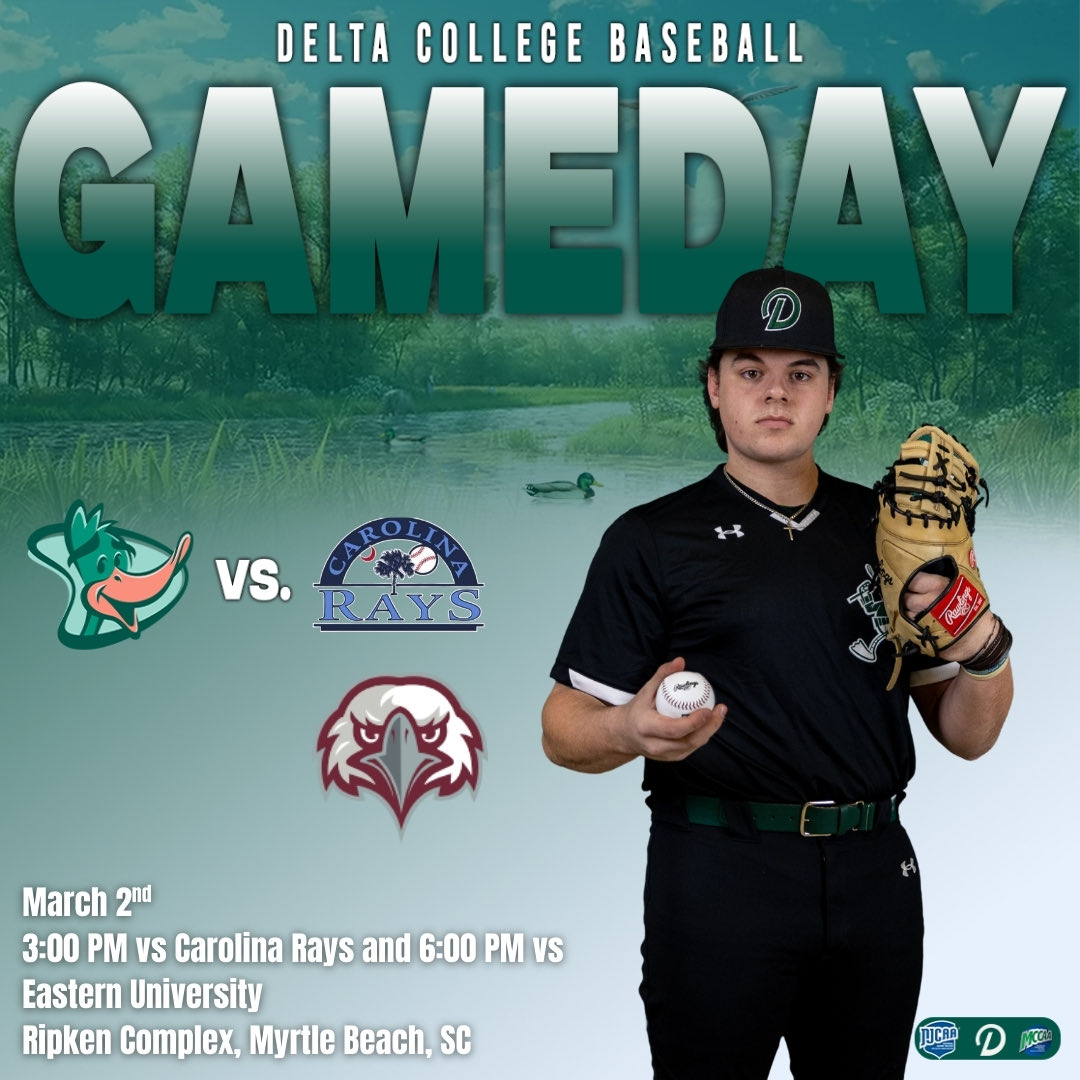 delta_pioneers's tweet photo. It’s Game Day at Myrtle Beach! 🏝️ 🦆
Baseball starts off the day against Carolina Rays Collegiate at 3:00 PM and against Eastern University at 6:00 PM.
Good luck Gentleman!
#DCBaseball #DeltaBaseball #DCAthletics #NJCAA https://t.co/9if7Ilrtbe