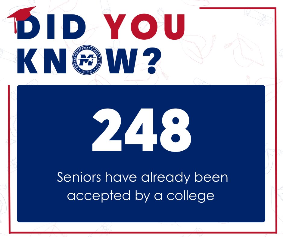 Midland_ISD's tweet image. The excitement is building as college acceptance letters arrive! We celebrate our seniors for their dedication and look forward to seeing this number continue to grow as we move closer to graduation.
#StudentExperience #ExcellenceinAction