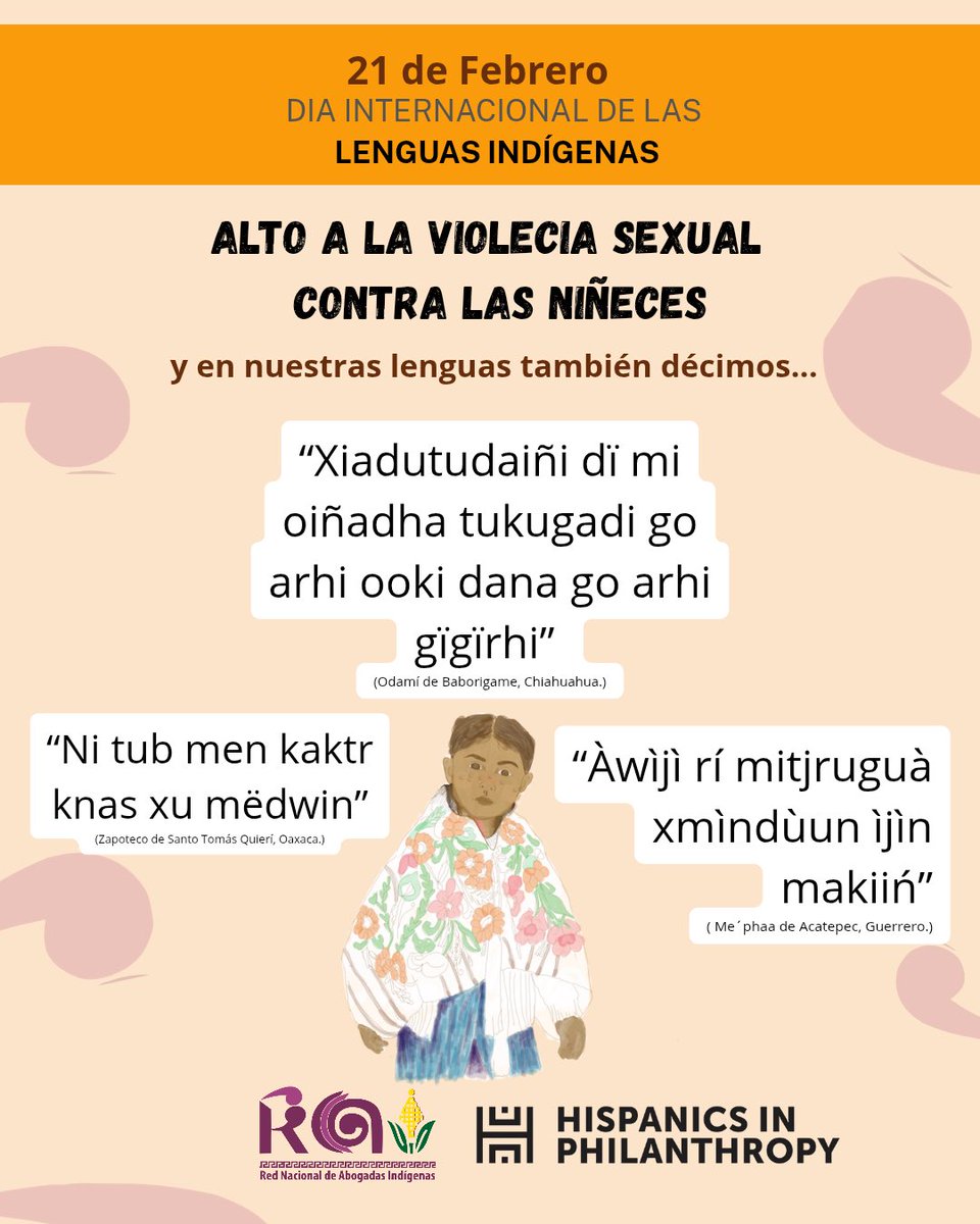 RedAbogadas's tweet photo. Desde la Red Nacional de Abogadas Indígenas, pronunciamos: Alto a la Violencia Sexual contras las niñeces.

Y también decimos: 

#LenguasIndígenas #abogadasindigenas #niñasindigenas #CSW70 https://t.co/UlYE5hWvHx