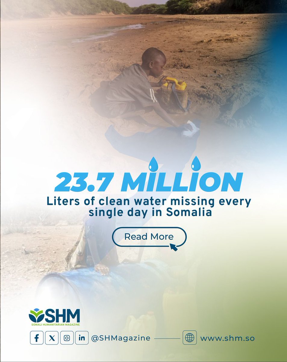If we extend this reality across the 3.7 million people in the humanitarian gap, Somalia is missing over 23.7 million liters of clean water every single day.

Behind this number the entire communities struggling to survive without safe water.

Read more: shm.so/women-and-chil…