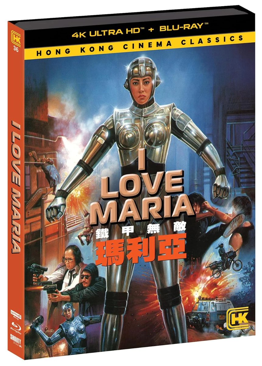 disc_connected's tweet photo. ***ANNOUNCEMENT***

Coming on May 26th on #4K and Blu-ray dual format in the US from @Shout_Studios: #ILoveMaria (1988)!

The Hero Gang, a nasty group of thugs, are terrorizing Hong Kong with their killer robots. But when one of the robots gets damaged during a mission to kill an outcast, an inventor on the police force takes her and changes her programming. The new code, plus a few injuries to her logic center, transforms the automaton into a robot with a real personality.

Special Features:
- 4K Scan from the Original Camera Negative
- Presented in Dolby Vision
- Optional English Subtitles Newly Translated for this Release
- Audio Commentary with Film Historians Frank Djeng and Erik Ko
- From Brainwaves to Mainframes: Interview with writer Yuen Kai-Chi
- English Language Credits
- Image Gallery
- Theatrical Trailer

Preorder: https://t.co/SESOySFxzg

#BluRay #Ad #PhysicalMedia #BluRays #BoutiqueBluRay #CultMovies #DiscConnected #ShoutStudios #TsuiHark #TonyLeung