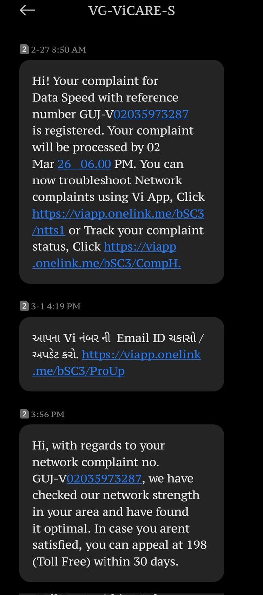 Recharged with 5G Unlimited Pack , but data consumed using 4G Network, 5G also available in Adajan Surat, Also done APN Reset, Raised complain but no solution. Speed is in kbps in Surat. 

If you can't solve make it 4G Unlimited or Refund Mo. 8200052539
<a href="/ViCustomerCare/">Vi Customer Care</a>