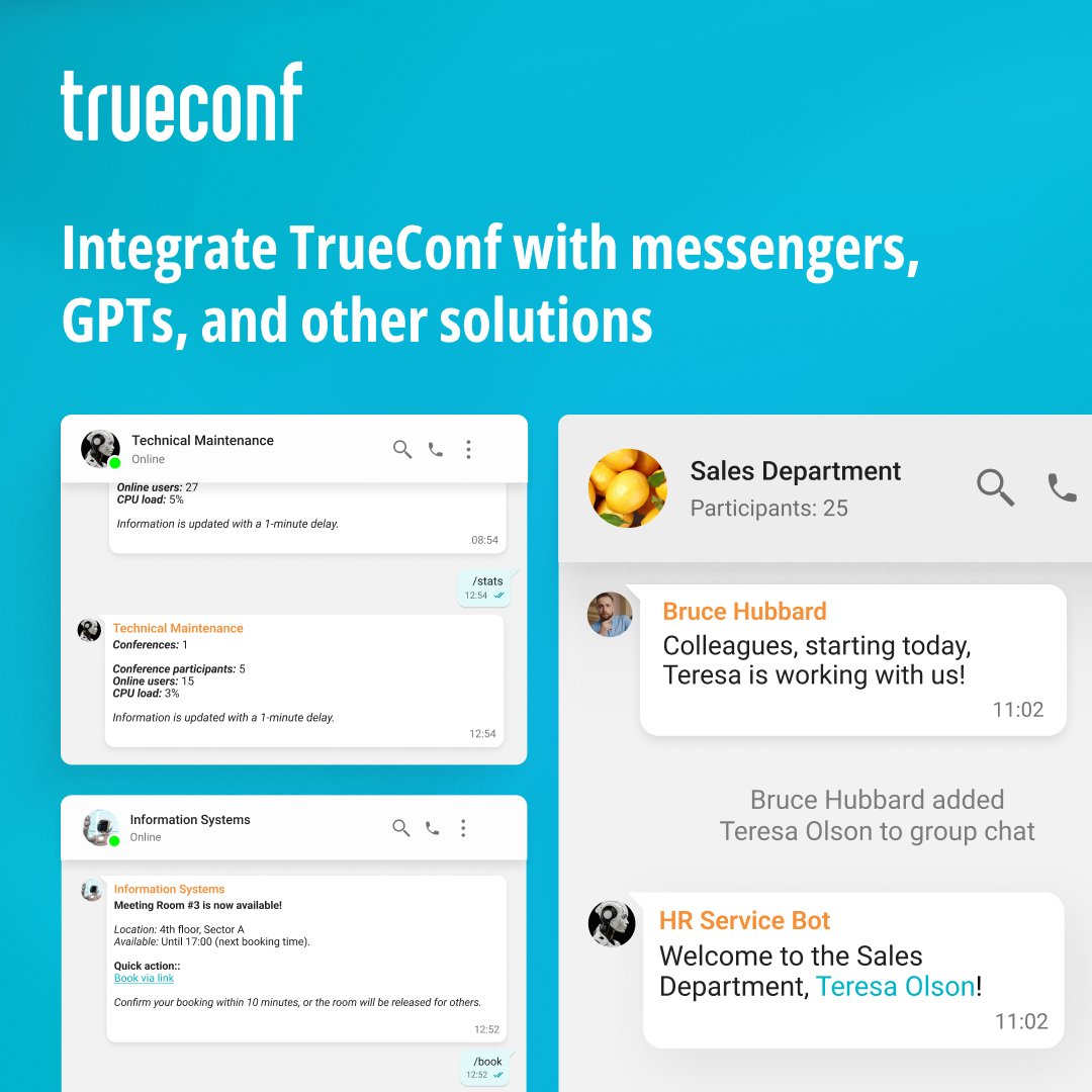 🧠Meet TrueConf Chatbot Connector, a module designed to create chatbots in any programming language and turn the corporate messenger into a unified corporate hub for communications, automation, and integrations.
Learn more in our press release: trueconf.com/blog/press-rel…