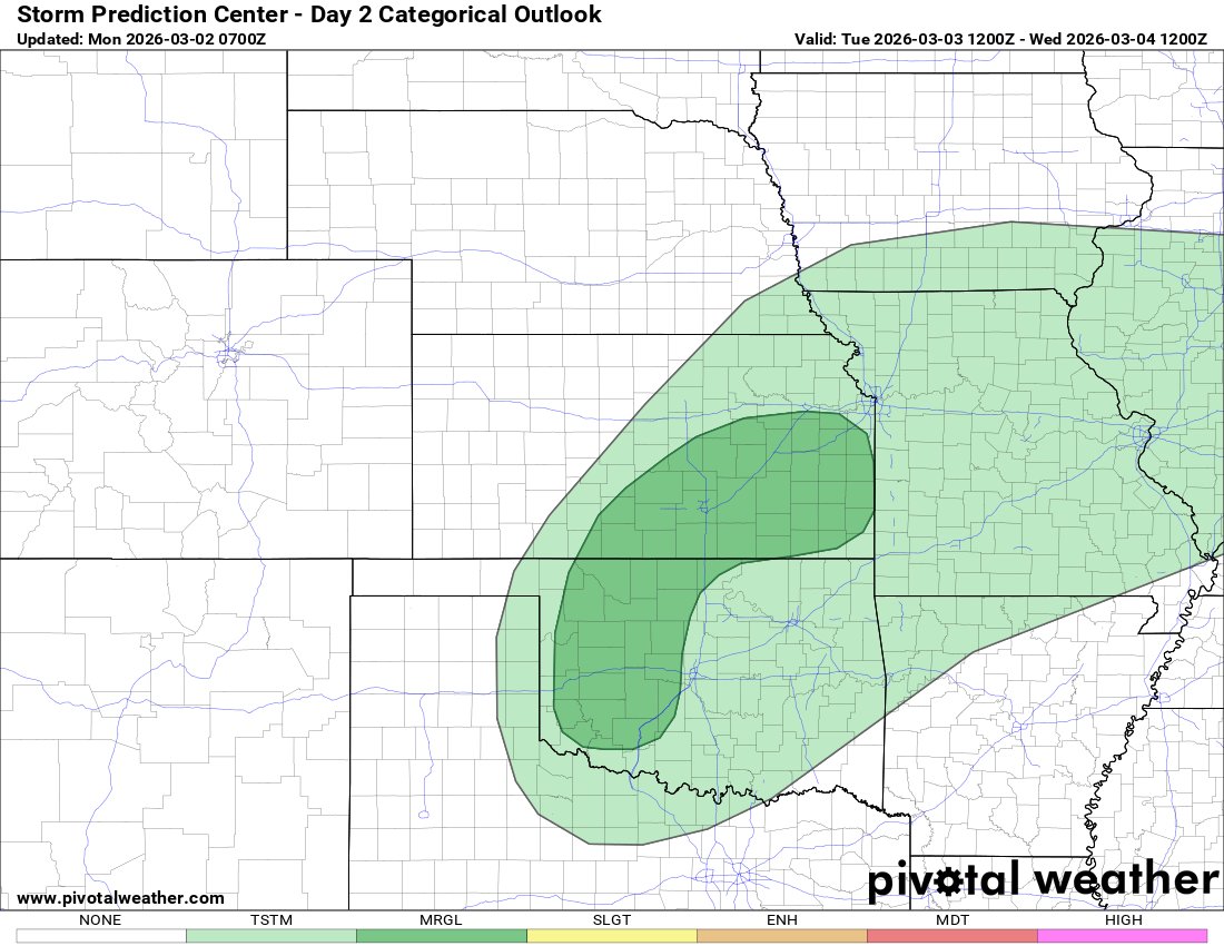 SPC Day 2 Outlook (Tue–Tue Night | Mar 3–4) The Storm Prediction Center ...