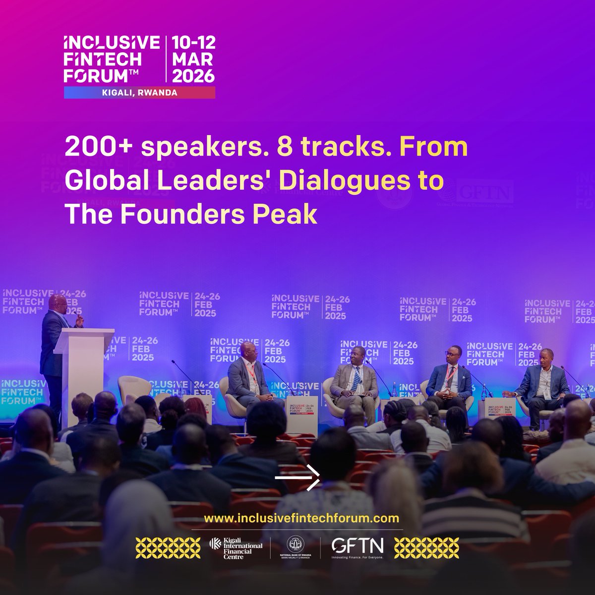inclusIFF's tweet photo. The Inclusive FinTech Forum returns to Kigali Convention Centre from 10–12 March 2026. For those yet to confirm their participation, these pillars define why this gathering is the definitive venue for global financial leaders and stakeholders:

Plan your trip:
https://t.co/BGdHbo6WT9

Confirm your participation:
https://t.co/xXG1r4Elup

#IFF2026