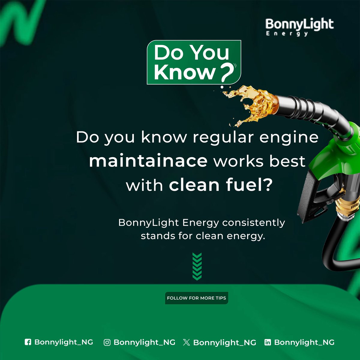 Bonnylight_NG's tweet photo. Do you know regular engine maintenance works best when you use clean fuel?

Even the best servicing routine can’t compensate for poor fuel quality. Clean fuel helps your engine run smoother, burn more efficiently, reduce carbon build-up, and ultimately extend engine life. https://t.co/nRx8gzJz7k
