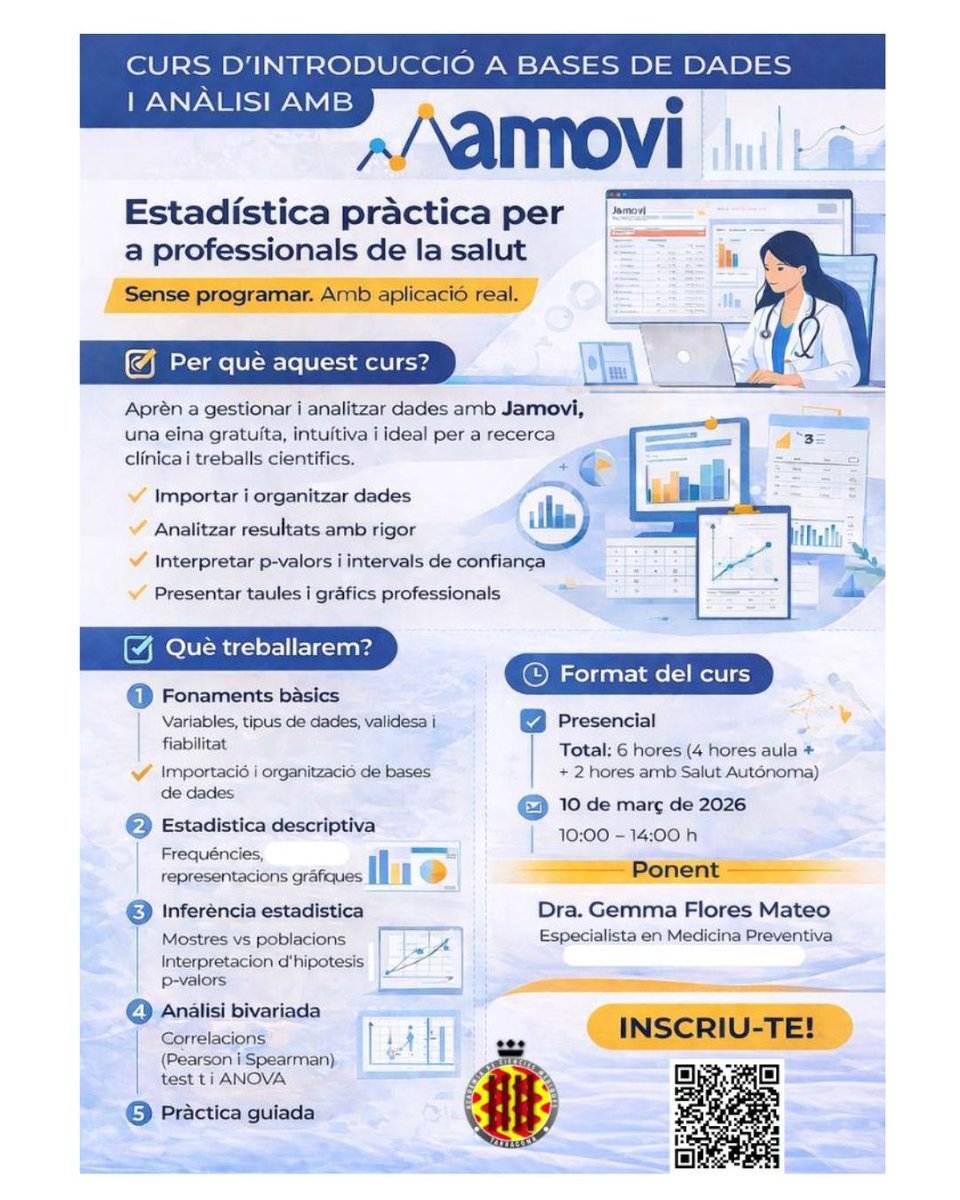 Acmtgna's tweet photo. Introducció a bases de dades i anàlisi amb JAMOVI
📅 10 de març de 2026
🕙Horari: de 10.00 h a 14.30 h
📍Inscripcions: https://t.co/1xjbOtVttu https://t.co/5dAEC444BG