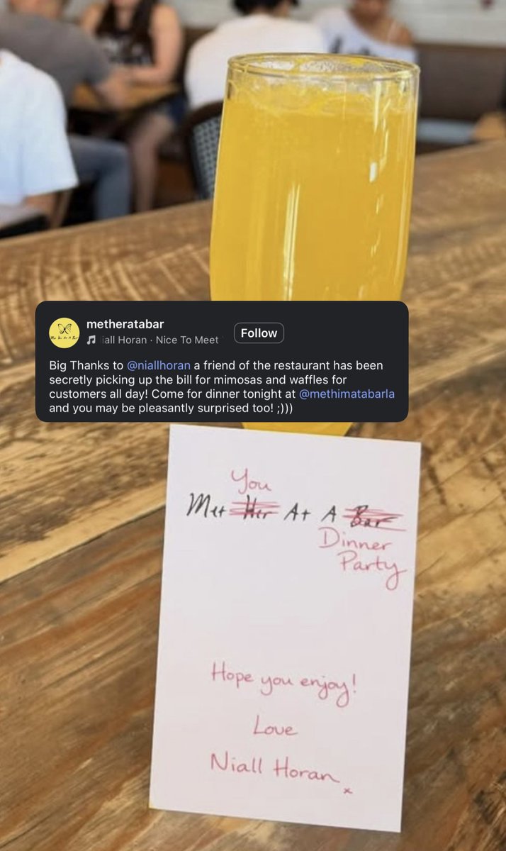 Niall Horan promoting his new era by buying food and wine for strangers at restaurants, because he is THEE LOVER BOY