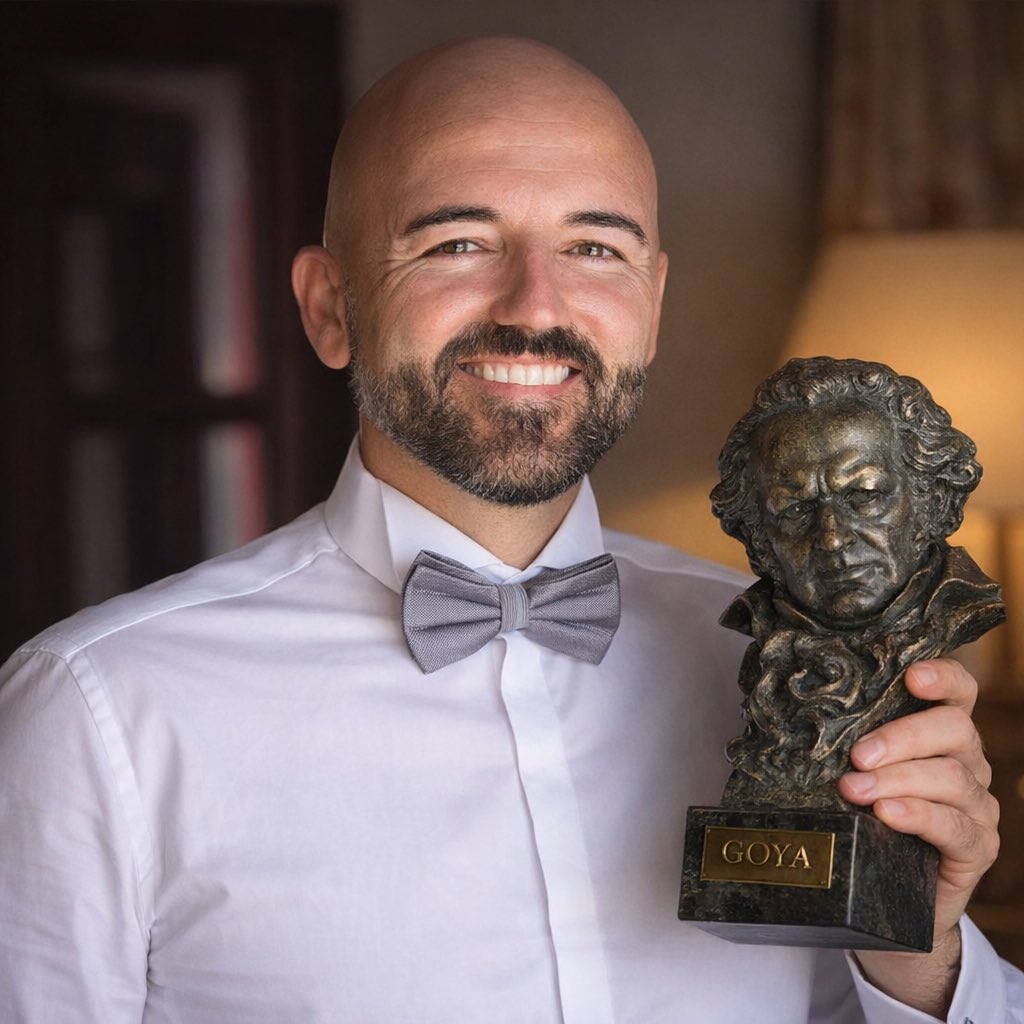 AlfonsoFlores73's tweet photo. Pues yo ya tengo mi Goya. 
Al actor facha del año. Y oye, ni tan mal. 
#Goyas #Goya2026 https://t.co/EKKdwlPqCv