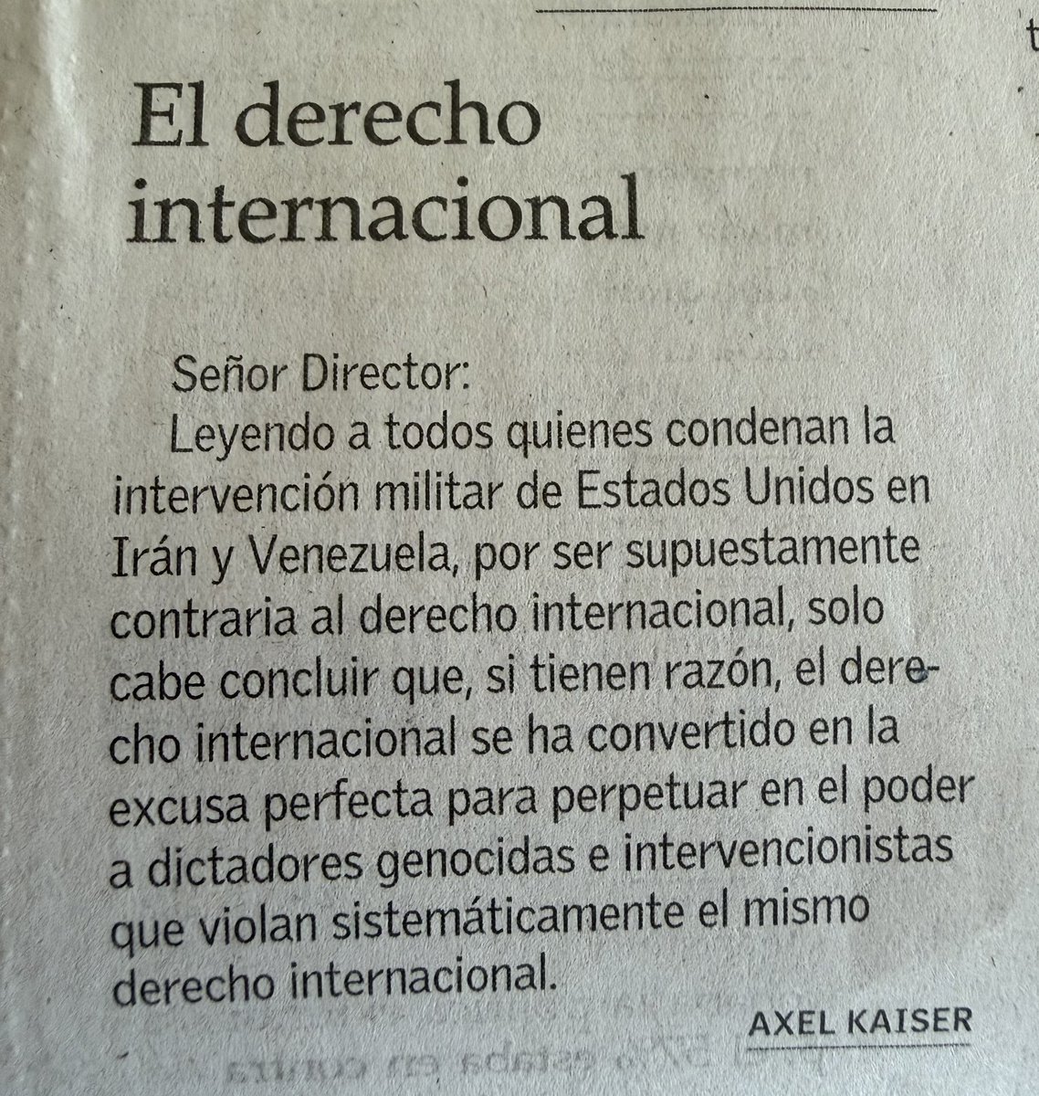 Hoy sobre el absurdo del derecho internacional: