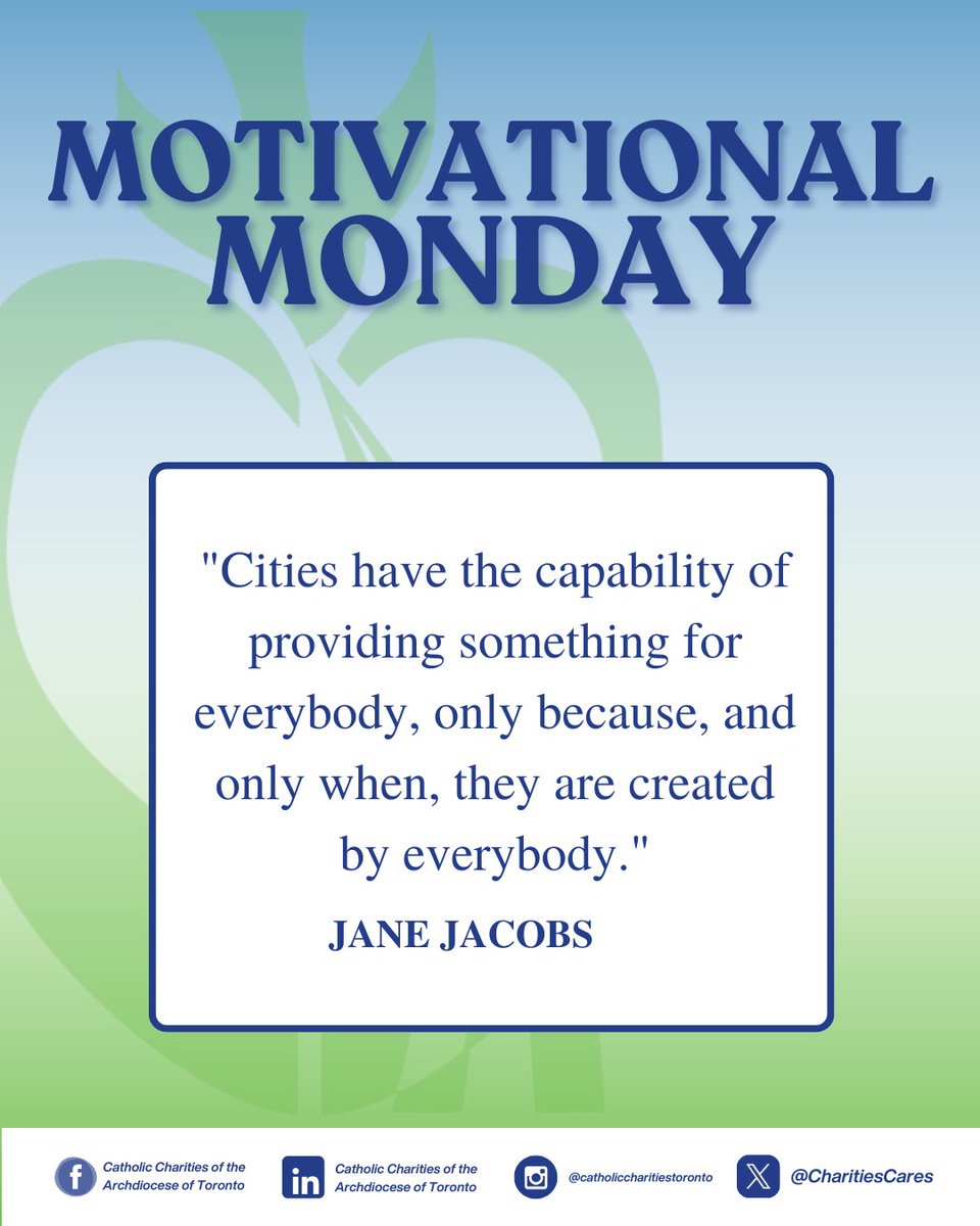 CharitiesCares's tweet image. "Cities have the capability of providing something for everybody, only because, and only when, they are created by everybody." 
- Jane Jacobs 

Our communities thrive when the people within them are empowered to help shape their future. 🌱

#MotivationalMonday #CommunityBuilding