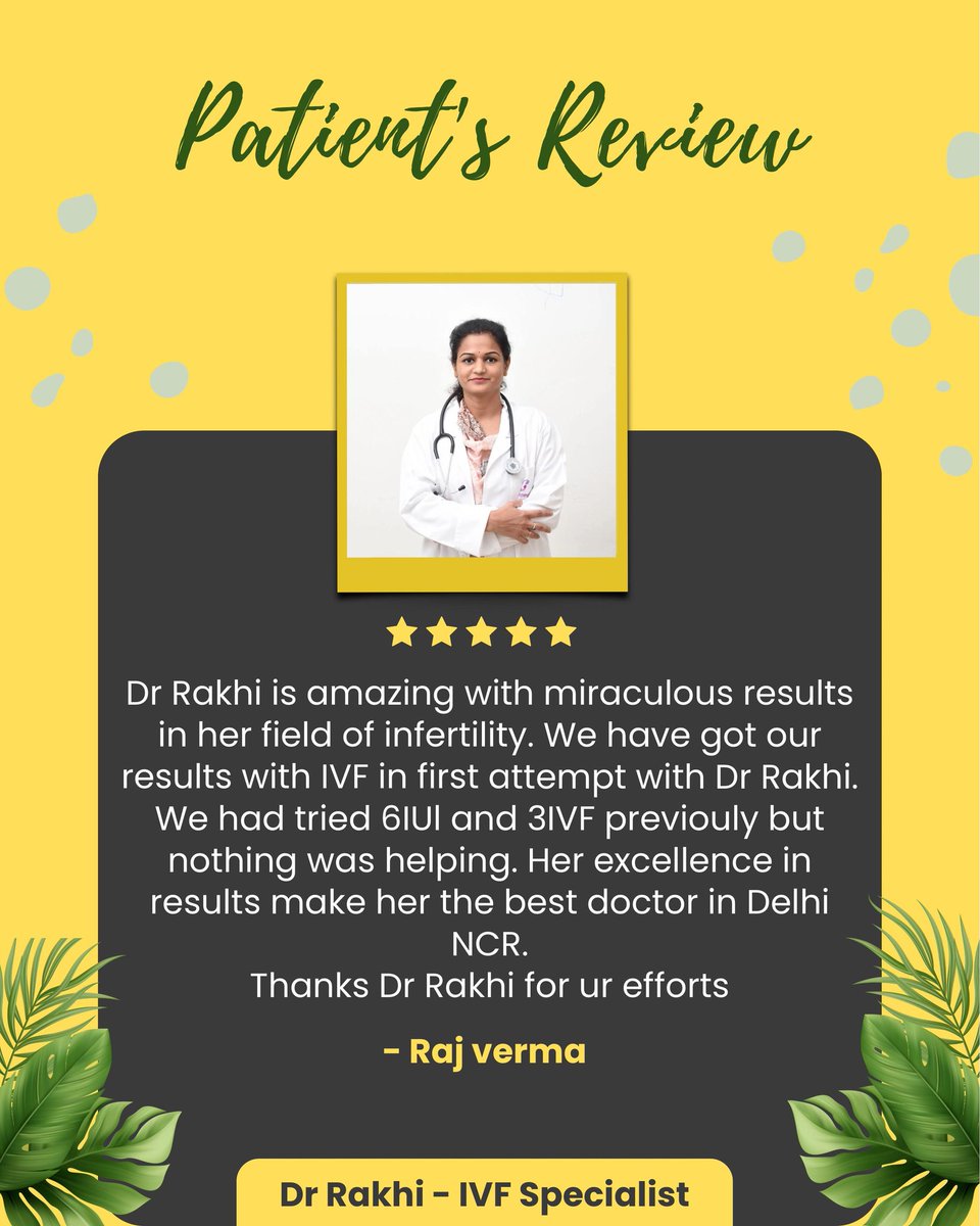 DrRakhiIVFNoida's tweet photo. Patients testimonial for Dr Rakhi - Best Gynecologist and IVF Specialist in Noida.
#PatientsReview #BestGynecologist #IVFSpecialistNoida https://t.co/Oxq3tWldRg
