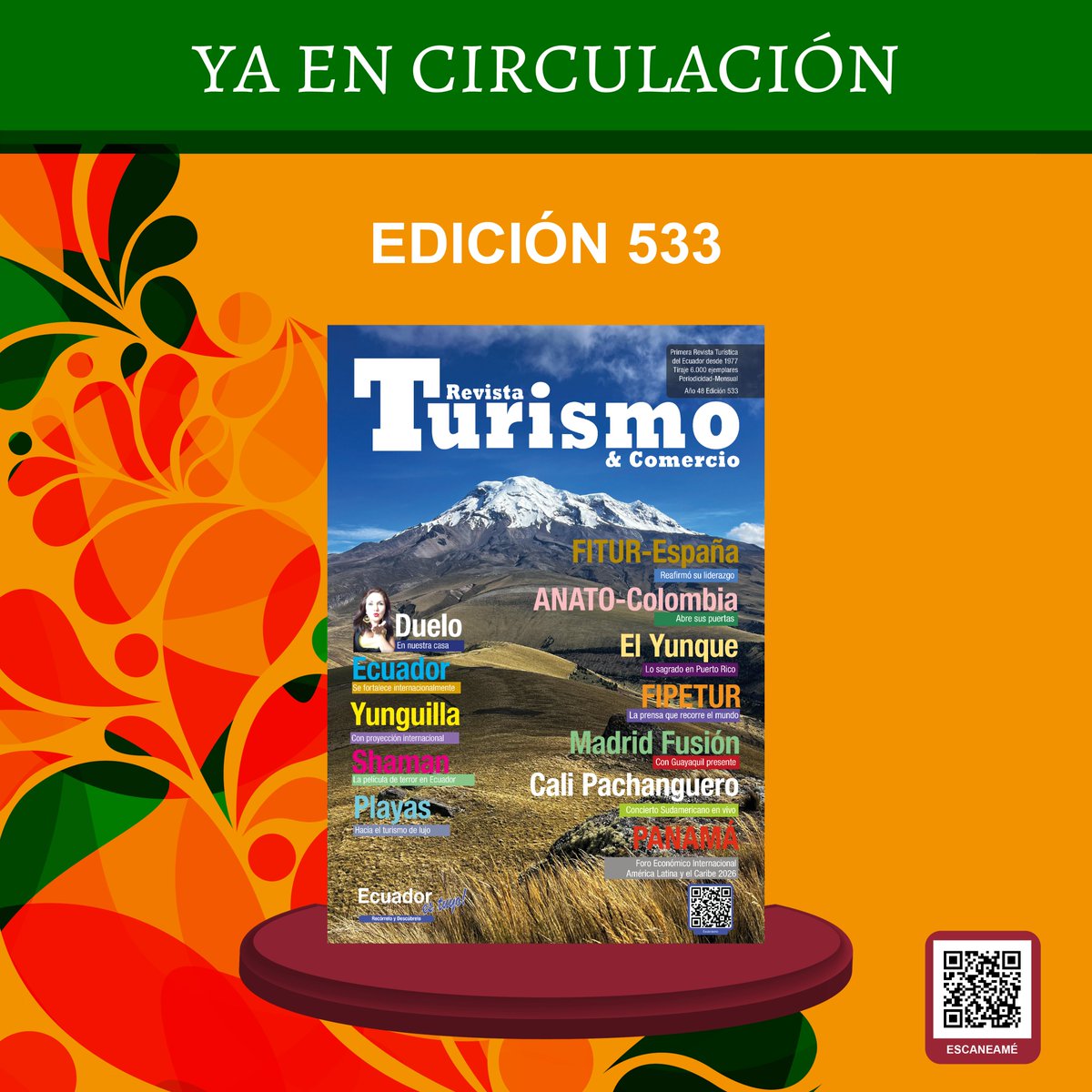 🌎 Nueva Edición 533 de #TurismoYComercio

Destacamos:
🇪🇸 FITUR España
🇨🇴 ANATO Colombia
🇪🇨 Yunguilla
🏝 Playas rumbo al turismo de lujo
🍽 Madrid Fusión
🌴 El Yunque
🎶 Cali Pachanguero
📰 FIPETUR
🇵🇦 Foro Económico Internacional 2026 en Panamá
Turismo, cultura y desarrollo.