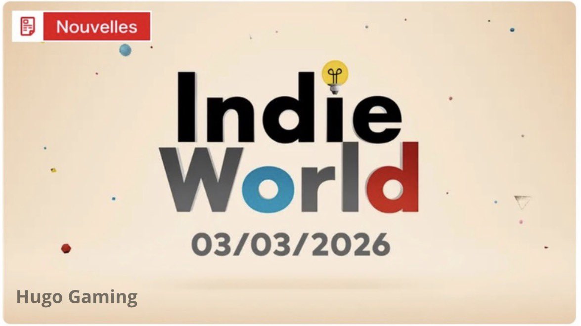 🚨BREAKING NEWS : Nintendo annonce un nouveau Direct : Indie World pour ce mardi 03 mars à 15h ☺️

Comme la tradition le veut : ce seront les studios indépendants qui seront à l’honneur de cette présentation !

⏰ Durée : 15 minutes 

Vous allez le regarder ?