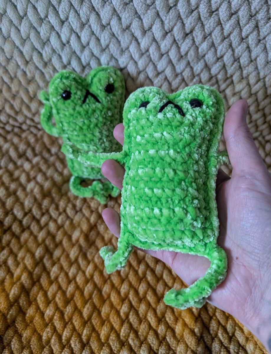 hookedhoneybee's tweet photo. I love these silly little squished frogs so much 🐸
#frogplushie #crochetfrog #crochetplushie #froglovers #crochetfrogplush https://t.co/p3sxRKn3vE