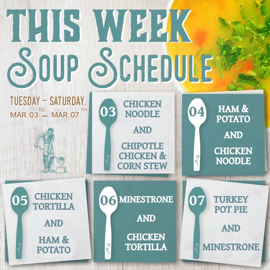 FoundryBake's tweet photo. 🍽️ This Week’s Specials:

🍰 Cake of the Month: Luck of the Irish 
🍲 Soup Schedule: Weekly rotation from March 3rd to 7th
🍩 Donut of the Week: Maple Bar
Stop by &amp; enjoy!✨

#WeeklySpecials #SoupSchedule #LuckoktheIrish #MapleBar https://t.co/FxBPnOI12u