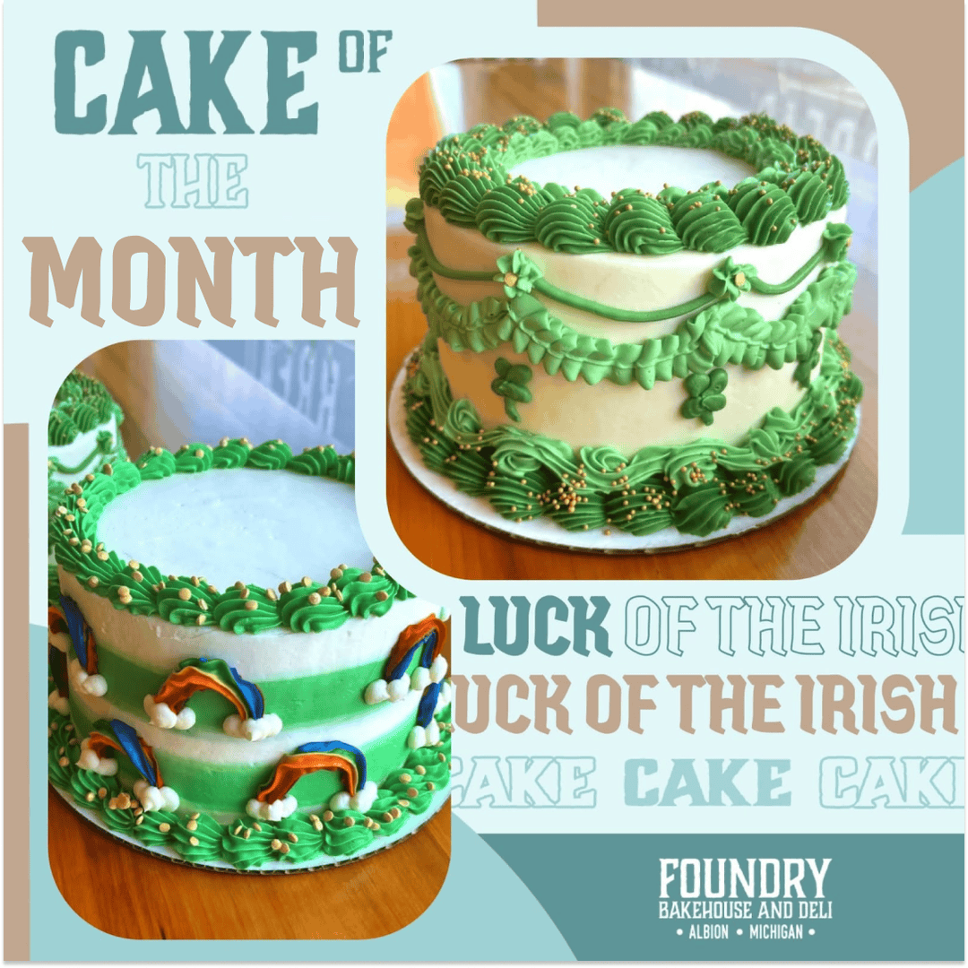 FoundryBake's tweet photo. 🍽️ This Week’s Specials:

🍰 Cake of the Month: Luck of the Irish 
🍲 Soup Schedule: Weekly rotation from March 3rd to 7th
🍩 Donut of the Week: Maple Bar
Stop by &amp; enjoy!✨

#WeeklySpecials #SoupSchedule #LuckoktheIrish #MapleBar https://t.co/FxBPnOI12u