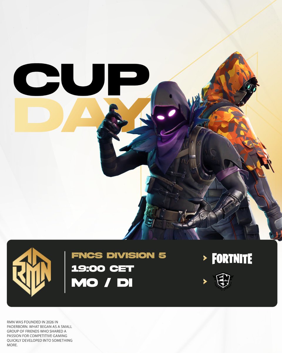 RMN_esports's tweet photo. 🔥 Back for Redemption!

Our Fortnite Duo @BtwMarz & @LarryGreeen are jumping back into 
the FNCS Division 5 Cup tonight! 🏆

After last week’s tough run, the boys are hungrier than ever to prove themselves and secure that qualification. They’ve put in the work, and now it’s time to execute. 

Let’s show some support for RMN in the comments! 🛡️

#RMN #Fortnite #FNCS #Esports