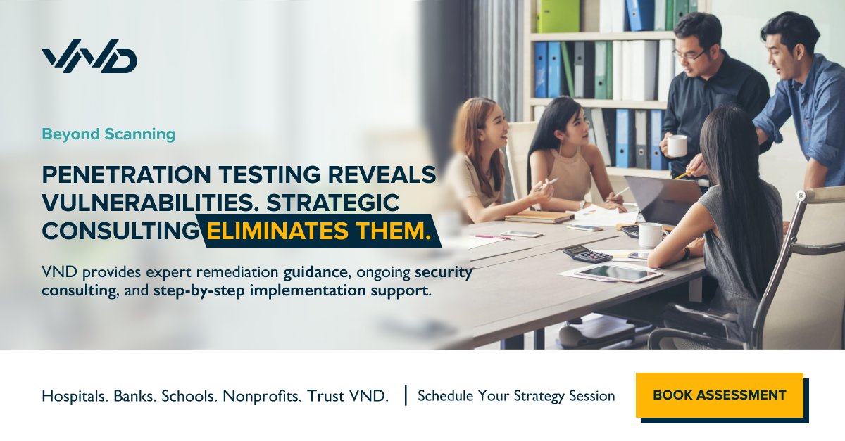 vndx's tweet photo. Vulnerabilities exposed. Solutions delivered. We don't just identify threats — we eliminate them. Strategic consulting. Implementation support. Results. Ready to secure your infrastructure? https://t.co/bA70dMU0ZH https://t.co/7brtgMfAiV