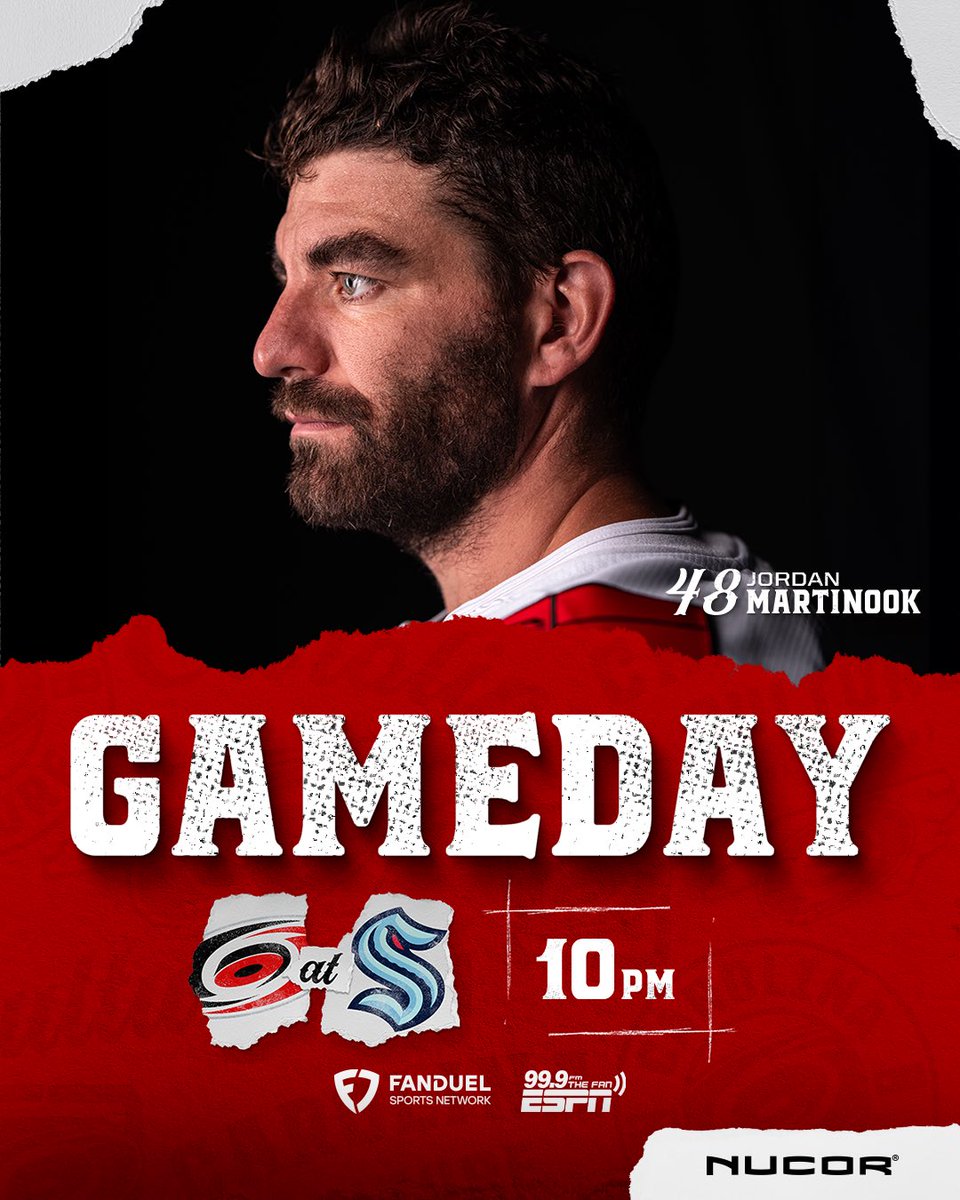 IT’S GAMEDAY!

📍 Seattle 
🕙 10:00 p.m.
📺 <a href="/FDSN_Hurricanes/">Hurricanes On FanDuel Sports Network</a>
📻 <a href="/999TheFan/">99.9 The Fan</a>

Preview » n.carhur.com/4sivG46