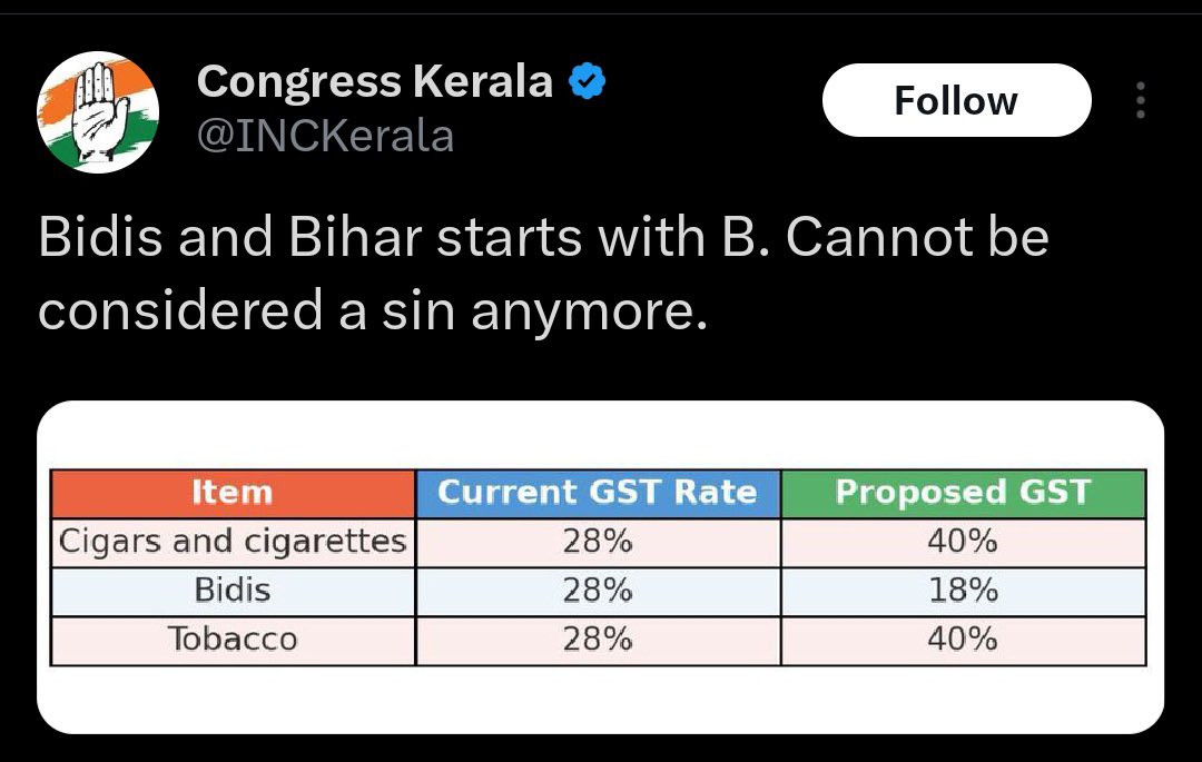 Bihar_se_hai's tweet photo. Not supporting what he said , but the real face of @INCKerala is this 👇

The tweet they deleted. https://t.co/9BBY3jEqu0