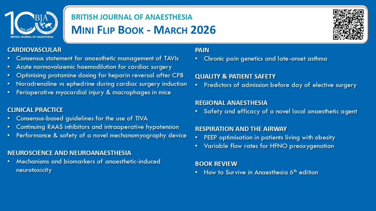 BJAJournals's tweet photo. Check out the March issue of the BJA #miniflipbook, which showcases all of our #FREE articles on topics including: #HFNO #noveldrugs #TIVA #protaminereversal #myocardialinjury #anaestheticinducedneurotoxicity and #TAVIs

https://t.co/5zE1aUbEOZ https://t.co/lBdQhBljkB