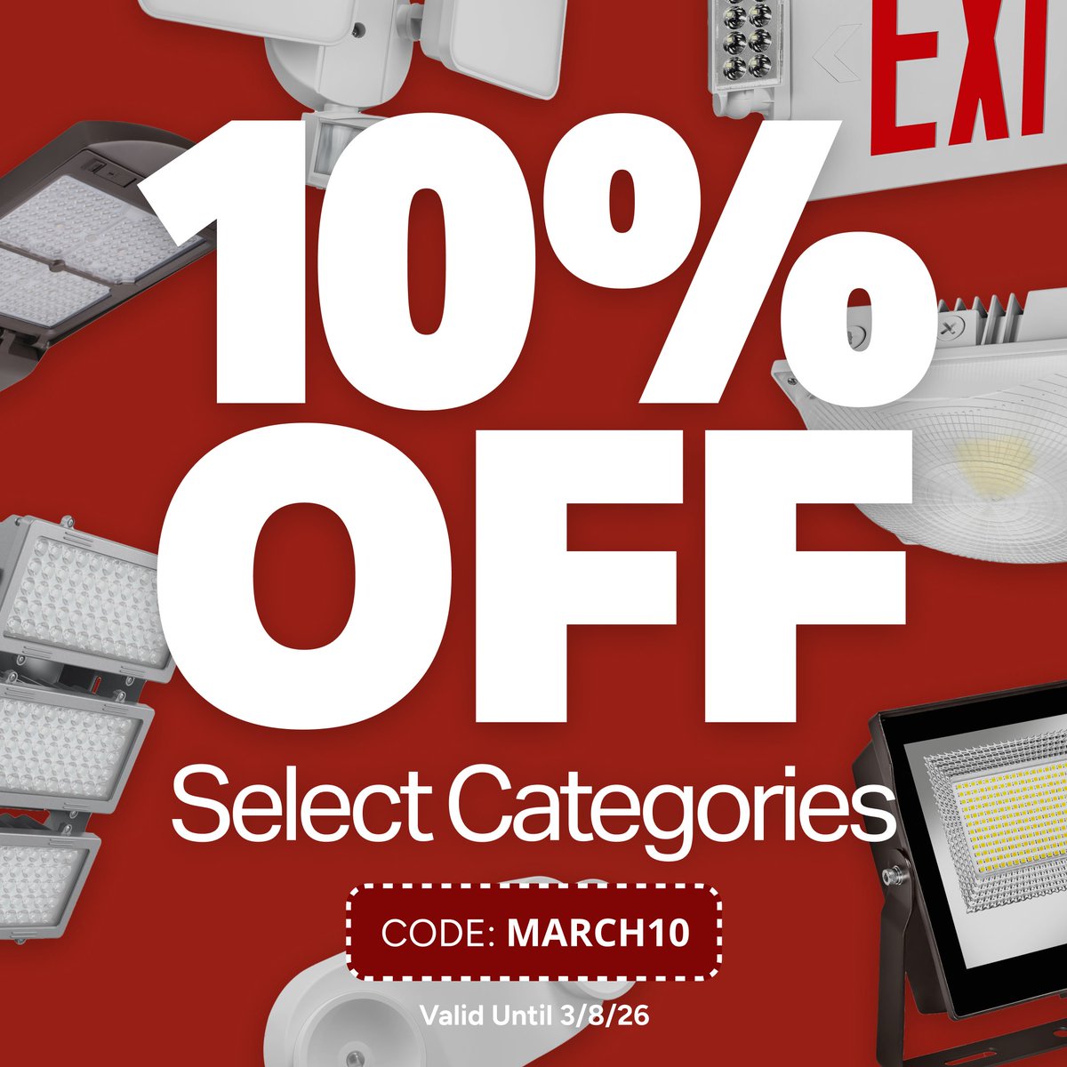 1000Bulbs's tweet image. Get 10% OFF LED canopy fixtures, area lights, flood lights, exit &amp;amp; emergency lights, security lights, wall packs, sports lights, &amp;amp; bollards! Use code 𝗠𝗔𝗥𝗖𝗛𝟭𝟬 at checkout. Ends 3/8 @ midnight CST. Shop 👉 bit.ly/46YKAEq

 #LEDLighting #OutdoorLighting