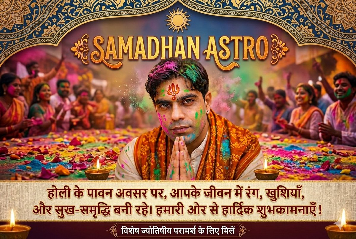 samadhanastroo's tweet photo. होली के इस पावन पर्व पर आपके जीवन में सुख, शांति और आध्यात्मिकता का रंग घुले। आपको और आपके परिवार को होली की हार्दिक शुभकामनाएं!
#everyone #highlights #followers https://t.co/VIDJASySc4