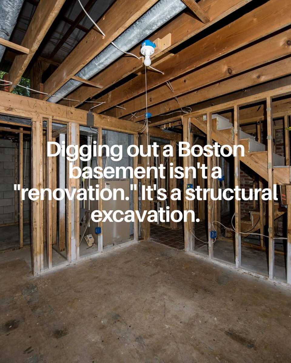 Getting higher ceilings means underpinning 100-year-old foundations and fighting the city water table.

If a quote looks "fast and cheap," they are skipping the engineering. Fast and cheap is how buildings settle and flood.

#BostonRealEstate #AbacusBuilders #Construction
