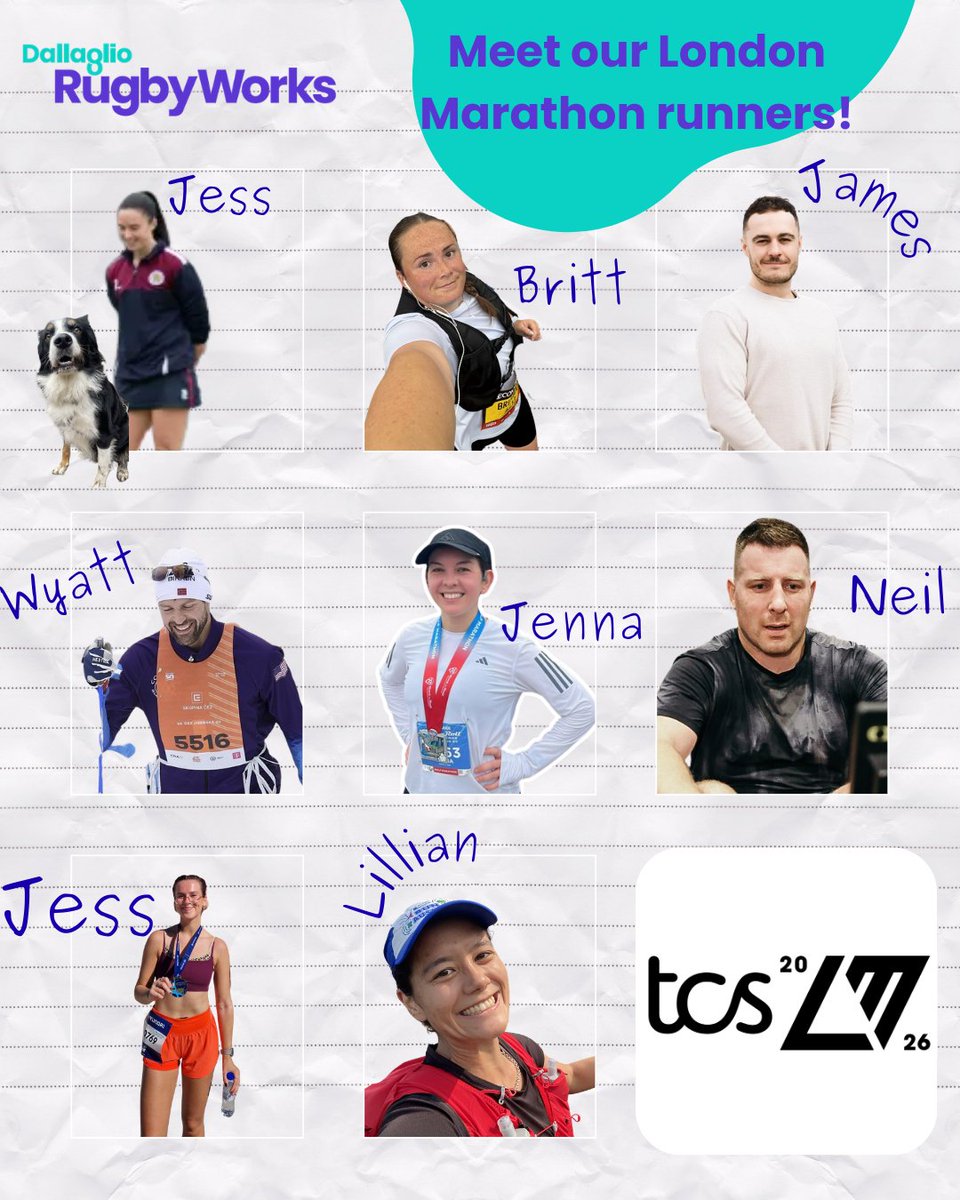DallaglioRW's tweet photo. Meet our London Marathon heroes!

Please show your support to our 8 incredible runners taking on the London Marathon 2026 for Dallaglio RugbyWorks on the 26th April! https://t.co/ERgio5k2kf