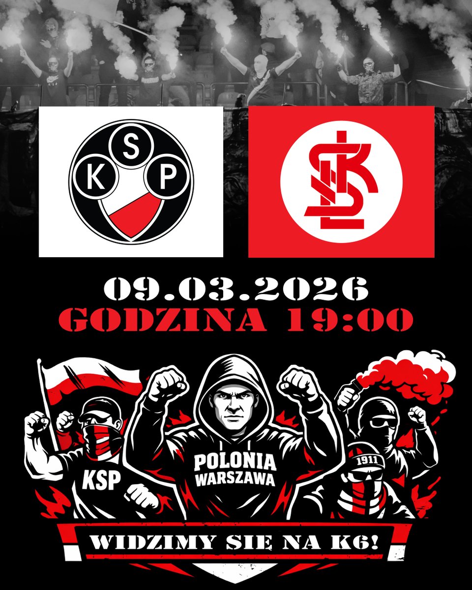 Niezależnie od wyniku dzisiejszego meczu, za tydzień wszyscy widzimy się na K6 ❗️ 
Duma Stolicy potrzebuje naszego wsparcia 👏

Polonia Warszawa - ŁKS Łódź
09.03.2026 (poniedziałek), 18:00

PO AWANS POLONIO! ⚫️⚪️🔴⚫️