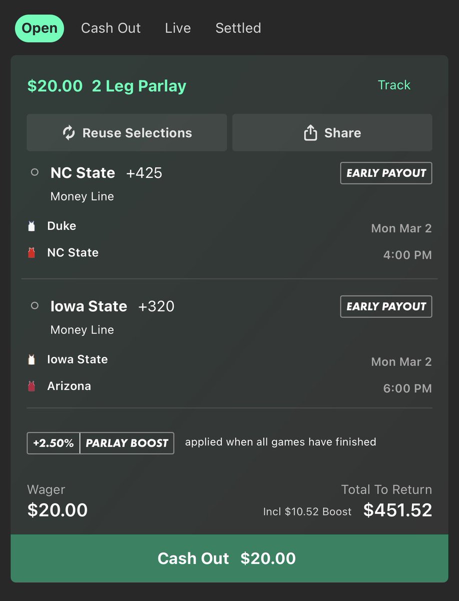 OmadaPicks's tweet photo. Am I onto something or is this already dead?

Everyone will have a Duke+Arizona ML parlay today. https://t.co/Cxr512xFye