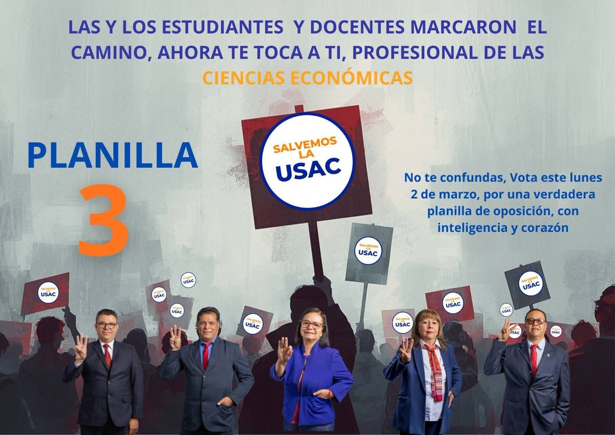 Jr_plutarco's tweet photo. En Ciencias Económicas: 
Los y las egresadas de la #USAC a votar por la #Planilla3
La elecciones se realizan este 2 de marzo https://t.co/N5AxlB7BAo