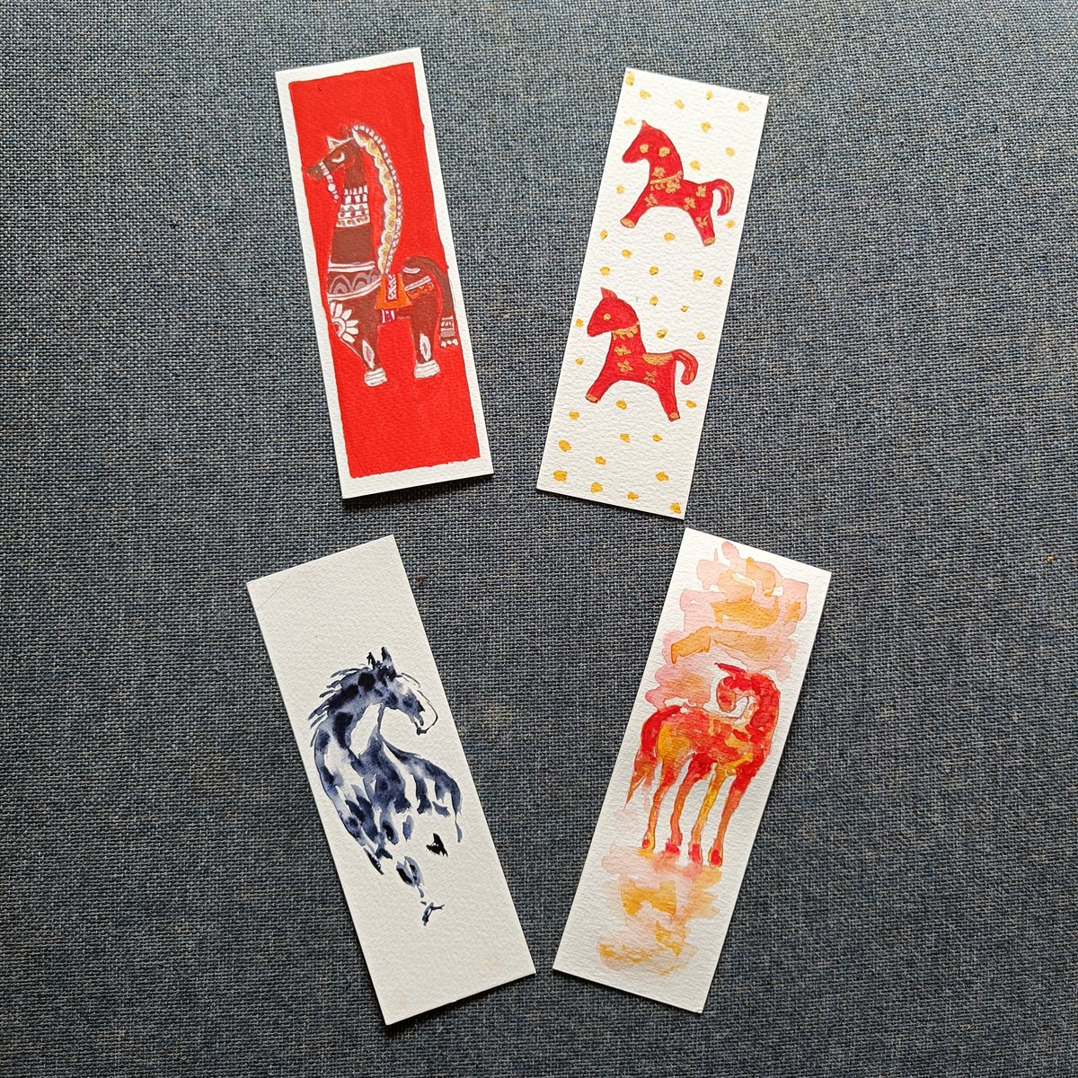 tikulli's tweet image. #YearOfTheHorse mini paintings that can be framed or used as bookmarks. 
Some folks have reserved a few pieces of earrings and art. The sales begin by 20th March so if you wish to purchase something you may reserve it too. DM for details. #yearofthefirehorse  #ArtLovers