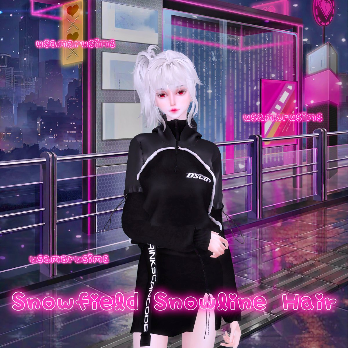 usamarusims's tweet photo. Snowfield Snowline Hair  
Posting two items this week as I will be away next week (9th March 2026)~
#Sims4 #TheSims4 #ts4 #ts4cc #シムズ4 #shiningnikki https://t.co/w43xaknOTo